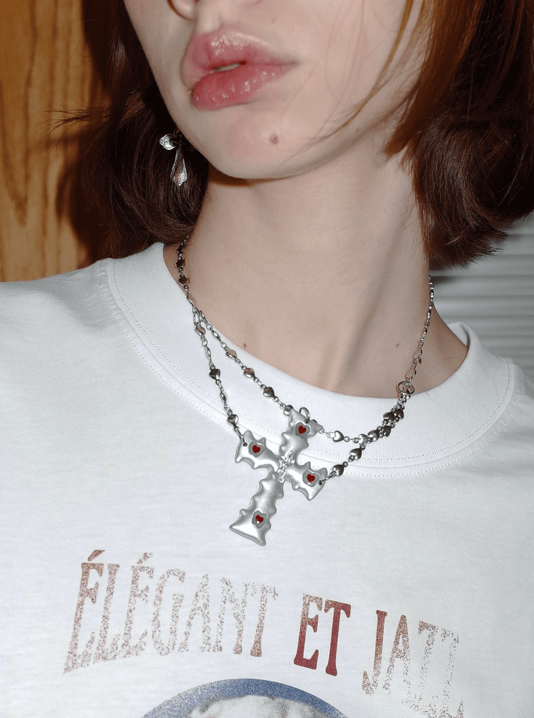 Silver Cross Punk Necklace