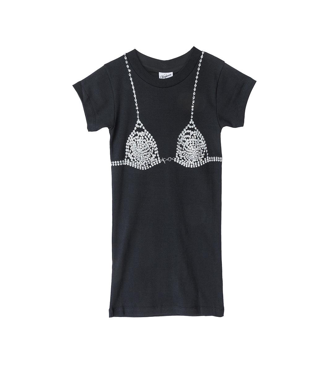 DIAMANTE BRA T-SHIRT BLACK - S
