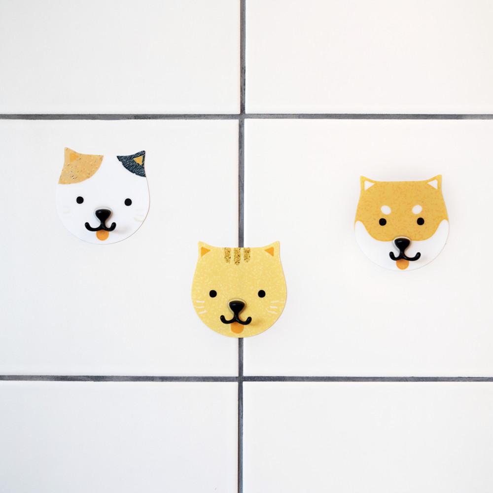 네코 시바견 접착식 흡착 후크 다용도 걸이 3종