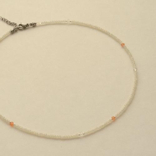 (무배) 써지컬스틸 배색 오렌지 비즈 초커 목걸이