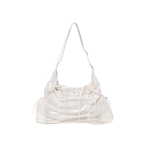 String ribbon large hobo bag Glossy white