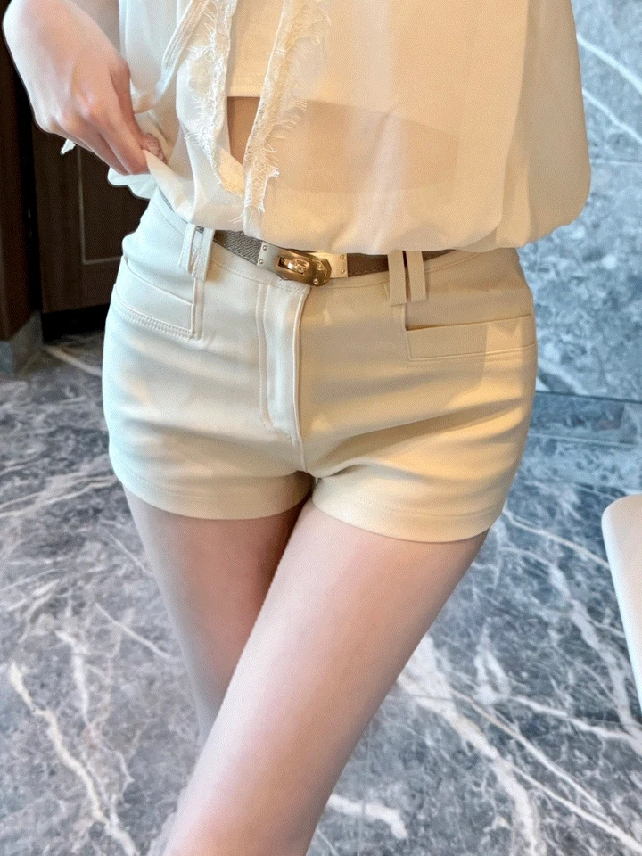 [벨트세트] 모던 크림 버클 숏 슬랙스