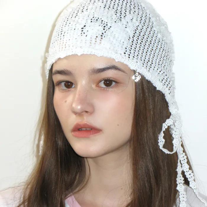 LACE CROCHET BONNET_WHITE