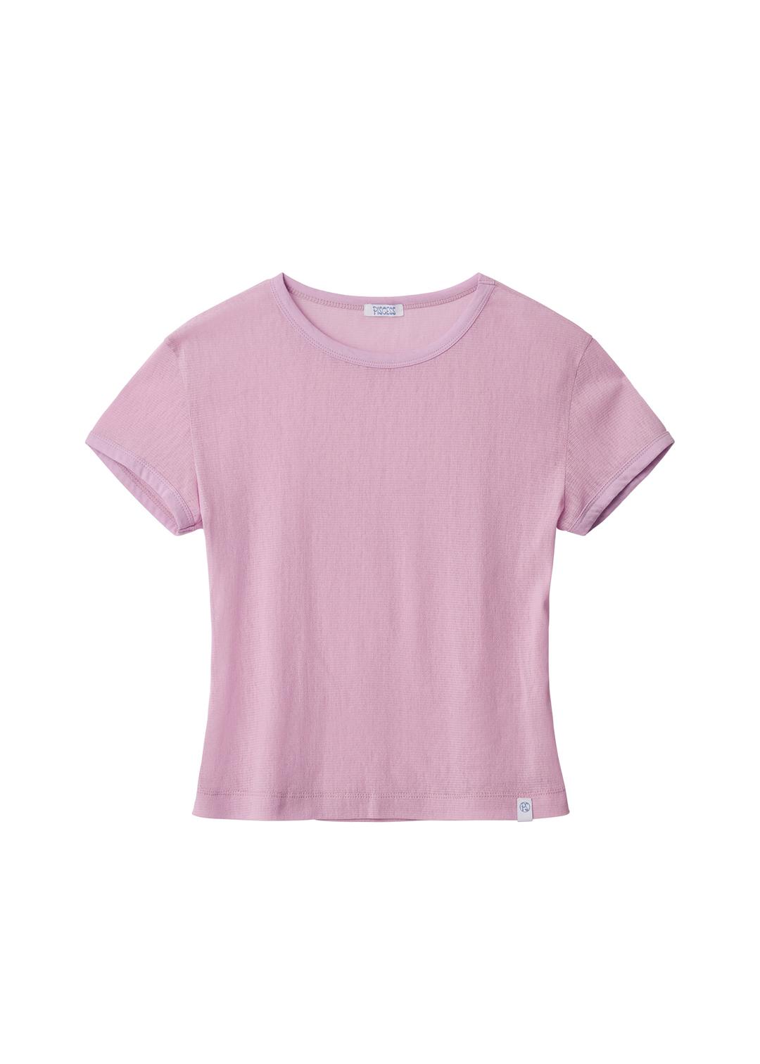 Cotton Mesh Slim Fit T-shirt_Pink