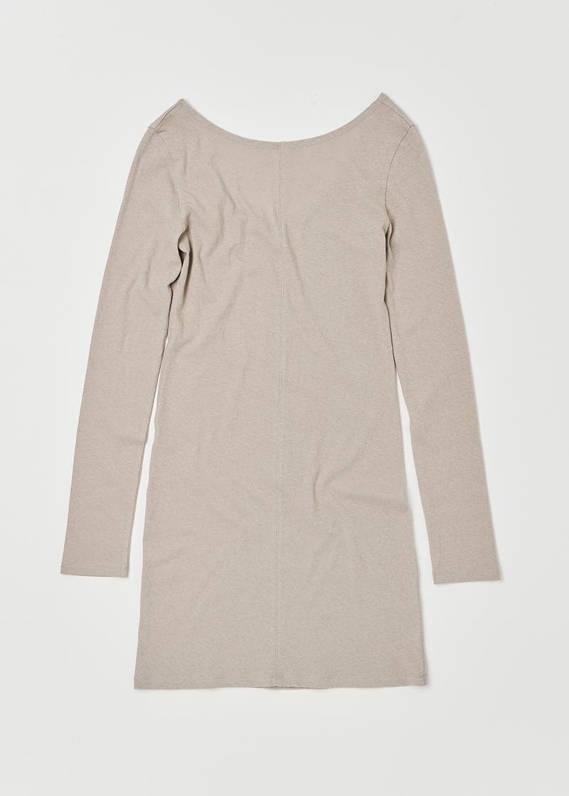 REVERSIBLE LONG SLEEVE DRESS IN BEIGE
