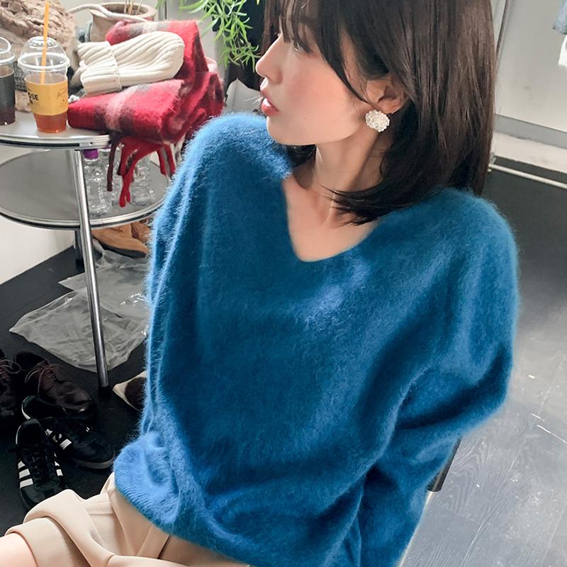 프롬비기닝 [오늘배송]홀가먼트 헤어리 브이넥 니트 (5color)(니트 브이넥니트 겨울니트 브이넥 루즈핏니트 v넥니트 여리니트 크리스마스니트 여리핏니트 브라운니트)