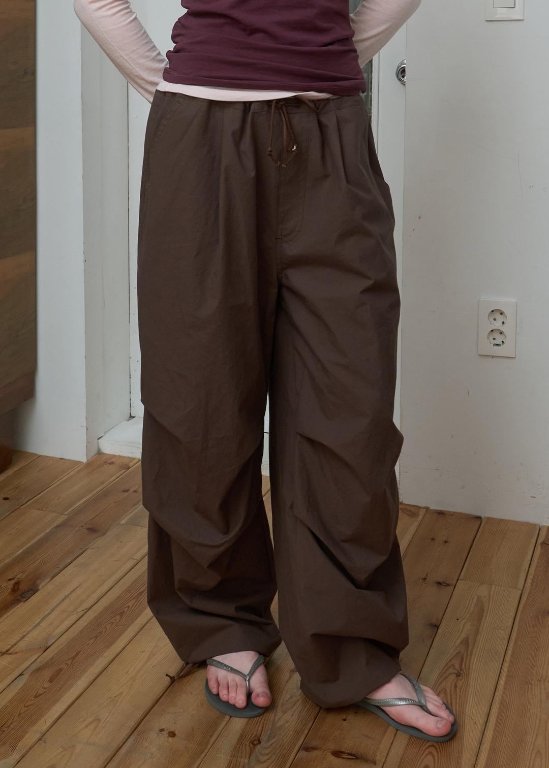 [X Needle]Parachute Pants_Brown