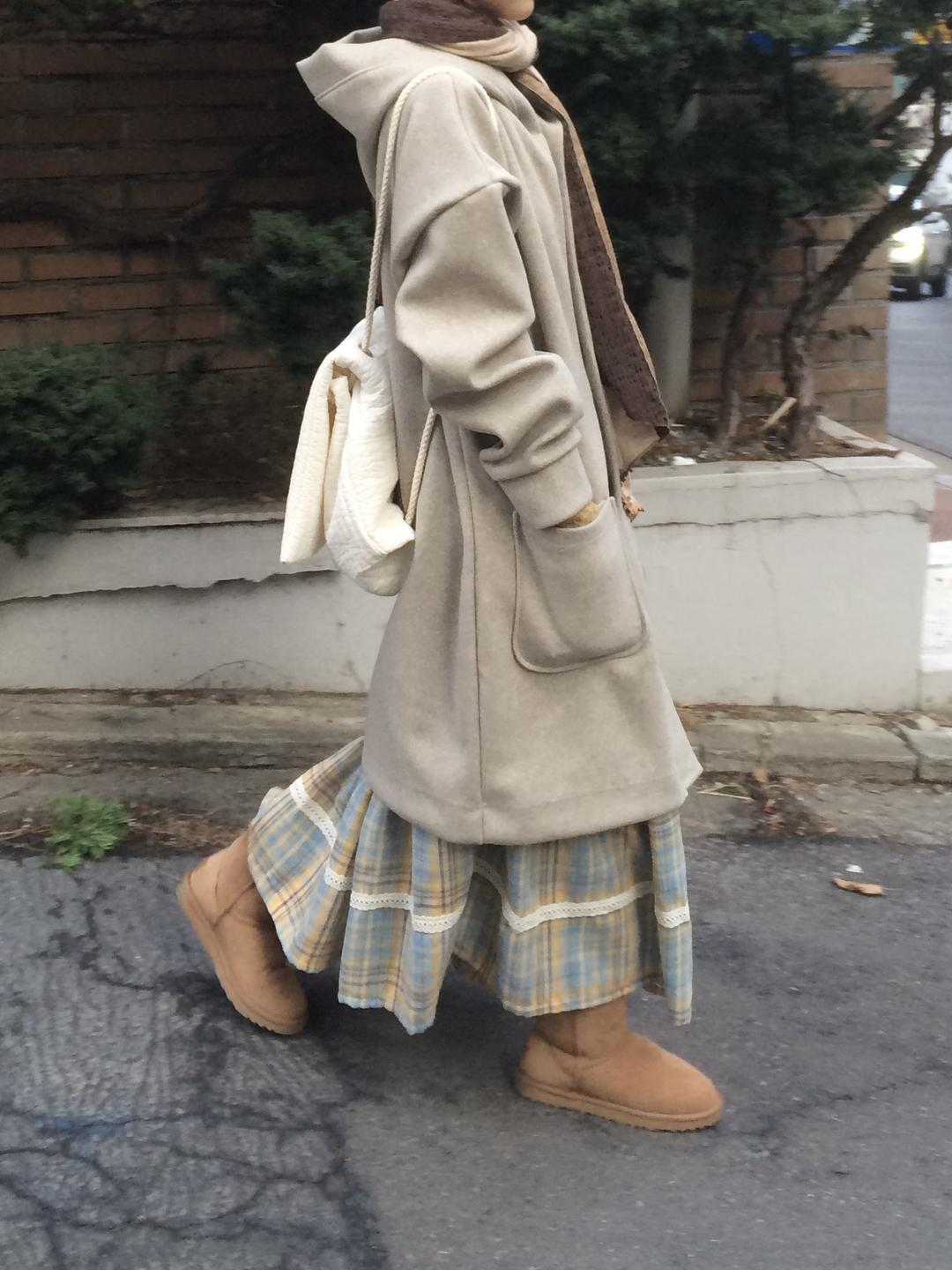 [빠른출고] 울 후드 롱 코트 (2c)