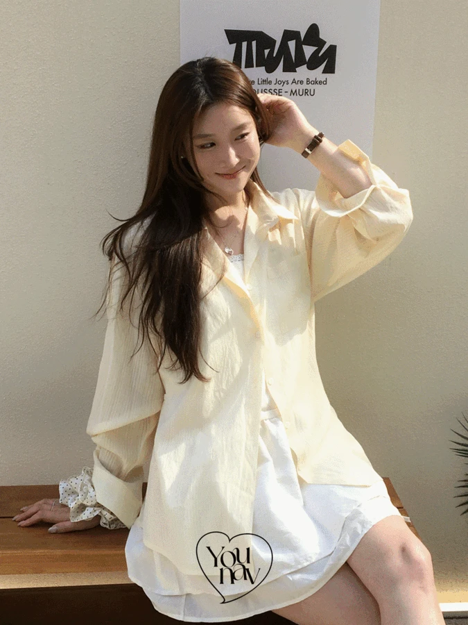 [MADE/스트랩 연출/여리핏] 샤베트 쉬폰 랩 셔츠 4color