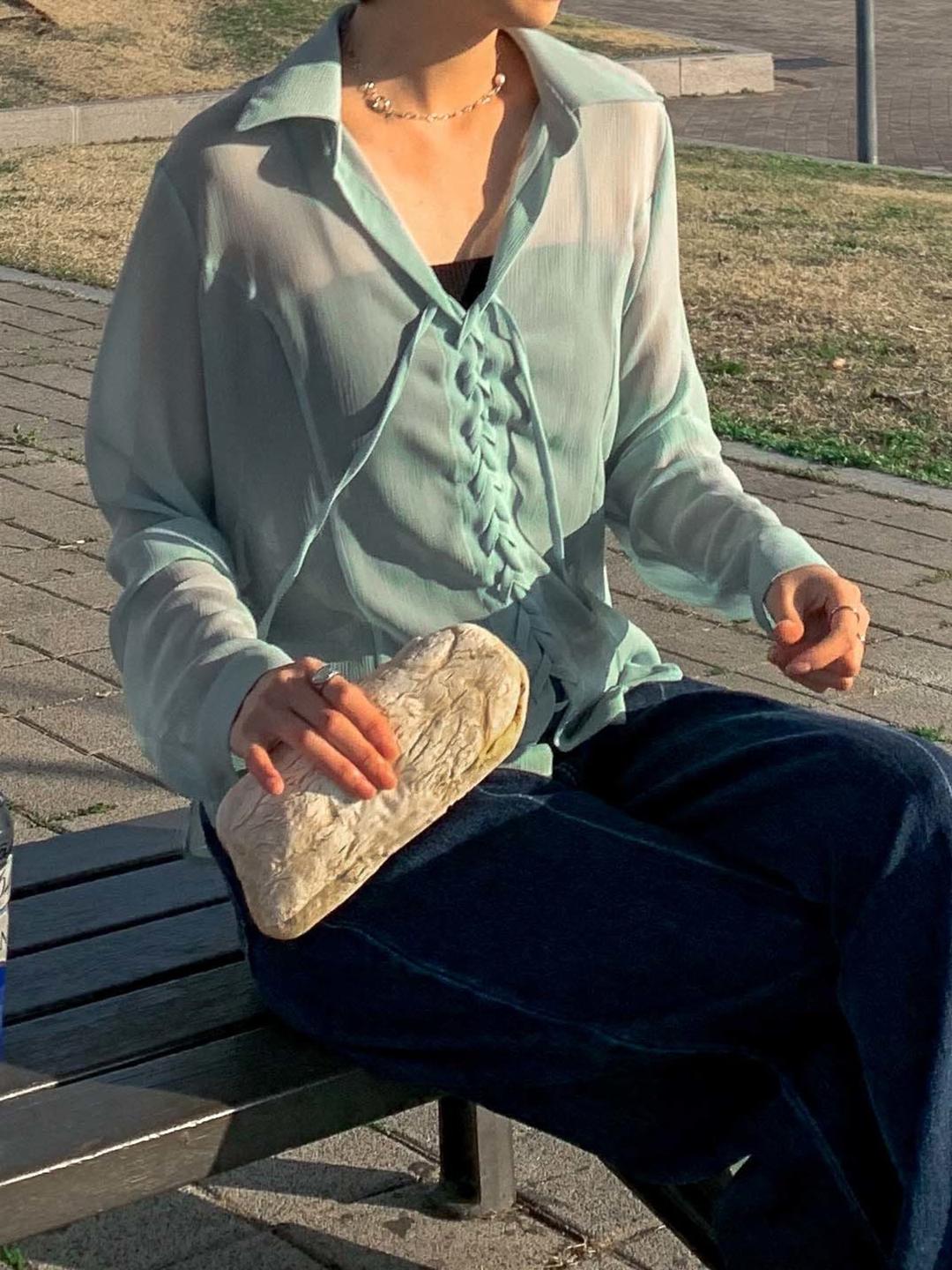 [재진행] Corset Chiffon See-through Blouse