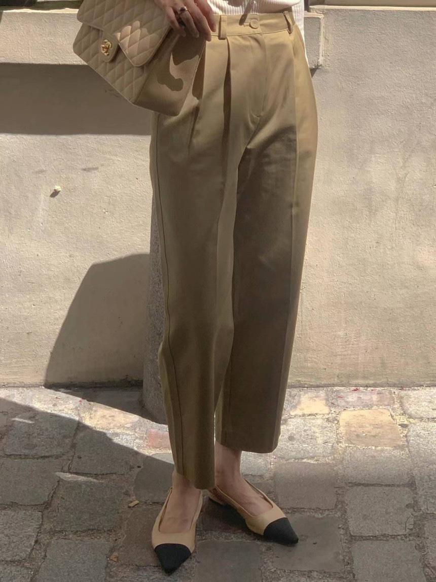 슬로우비 치노 면 팬츠 (가을 코튼 핀턱 치노팬츠)