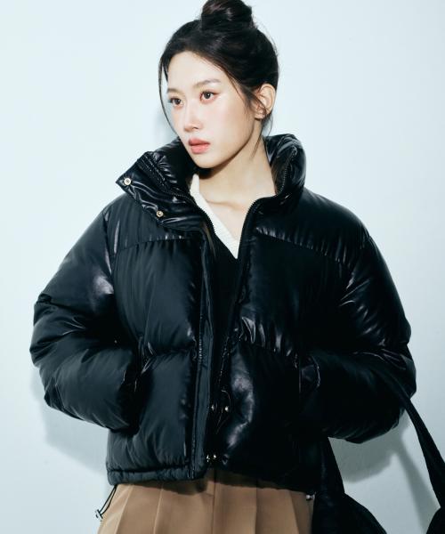NICOLE LEATHER PUFFER SHORT PADDING_3 COLOR