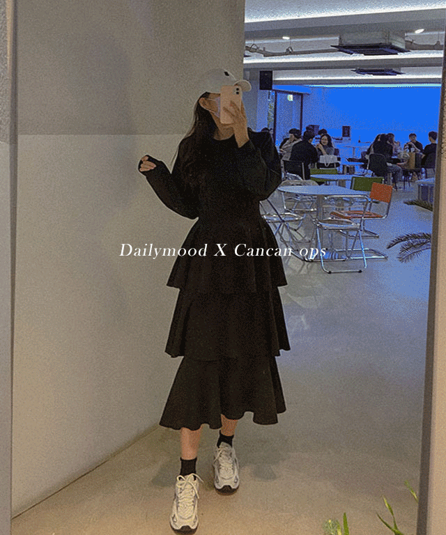 [LALA made]#당일발송#자체제작 [기모/일반] 파운드 코튼 저지 맨투맨 밴딩 캉캉 롱 원피스