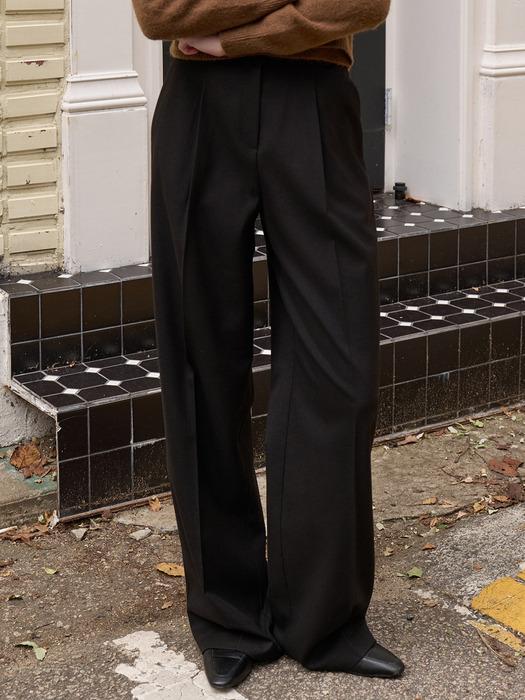 울 블랜드 원핀턱 슬랙스 블랙 VW301