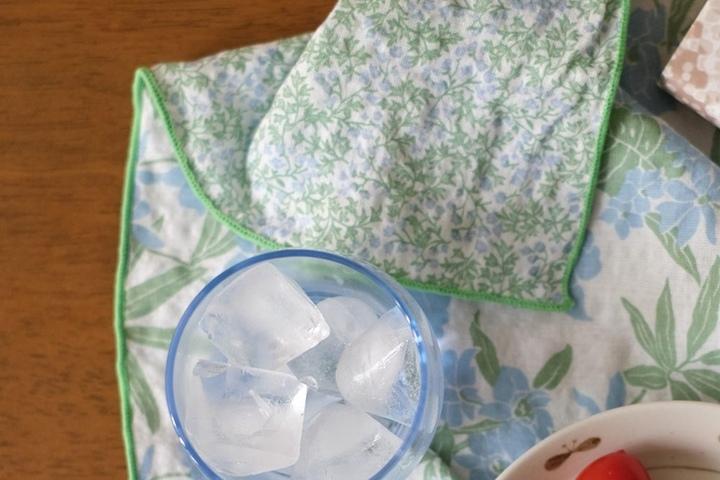 그린 플라워 양면 키친크로스