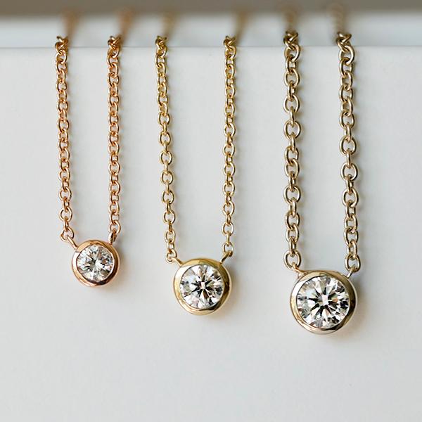 [천연Dia] 14k 18k 원베젤 다이아몬드 목걸이 : 1부 2부 3부