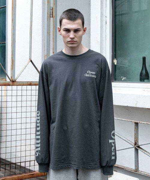 ATTITUDE LETTERING LONG SLEEVE-CHARCOAL(에티튜드 레터링 긴팔티-차콜)