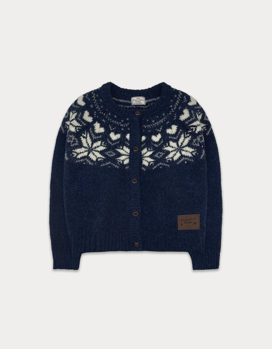 [Release 10%] Heart Alpaca Nordic Cardigan - Navy