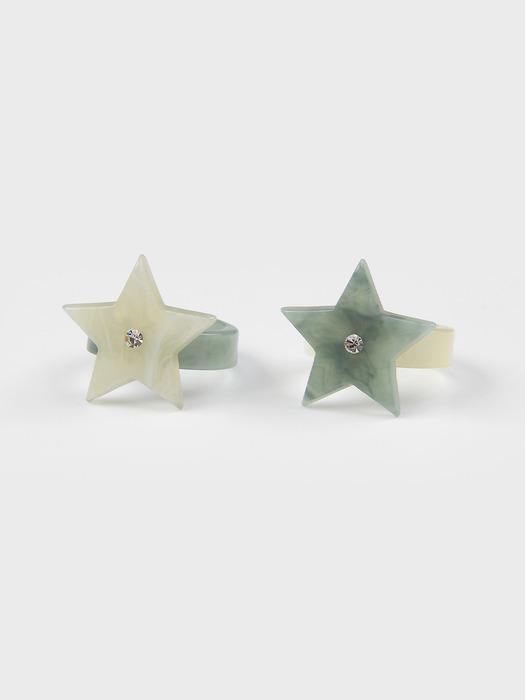 MARBLE MINT STAR RING SET (2PCS)