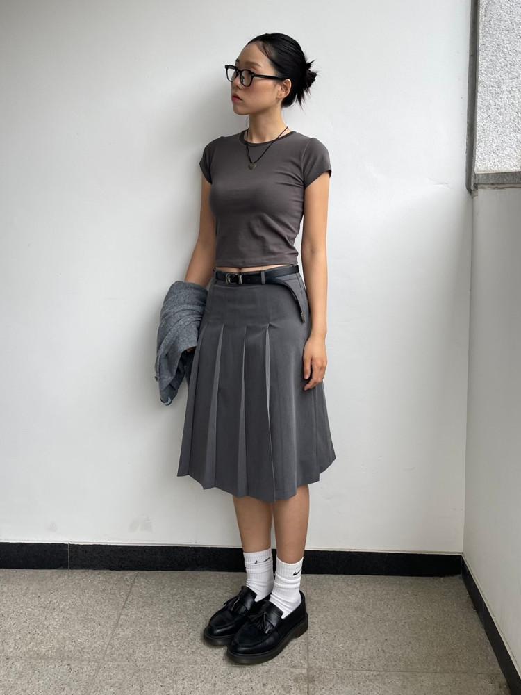 키코 플리츠미디스커트 플리츠스커트 긱시크플리츠스커트