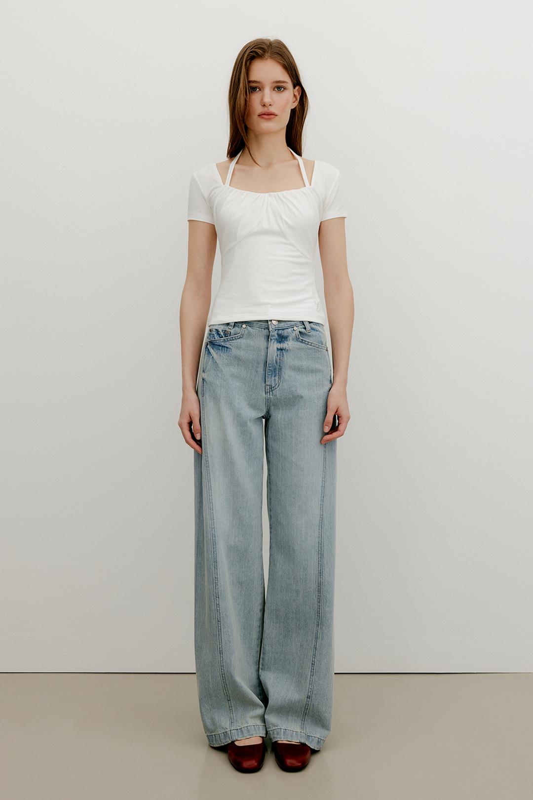 BASIC SIGNATURE WIDE DENIM PANTS - LIGHT BLUE(5/27일 예약배송)