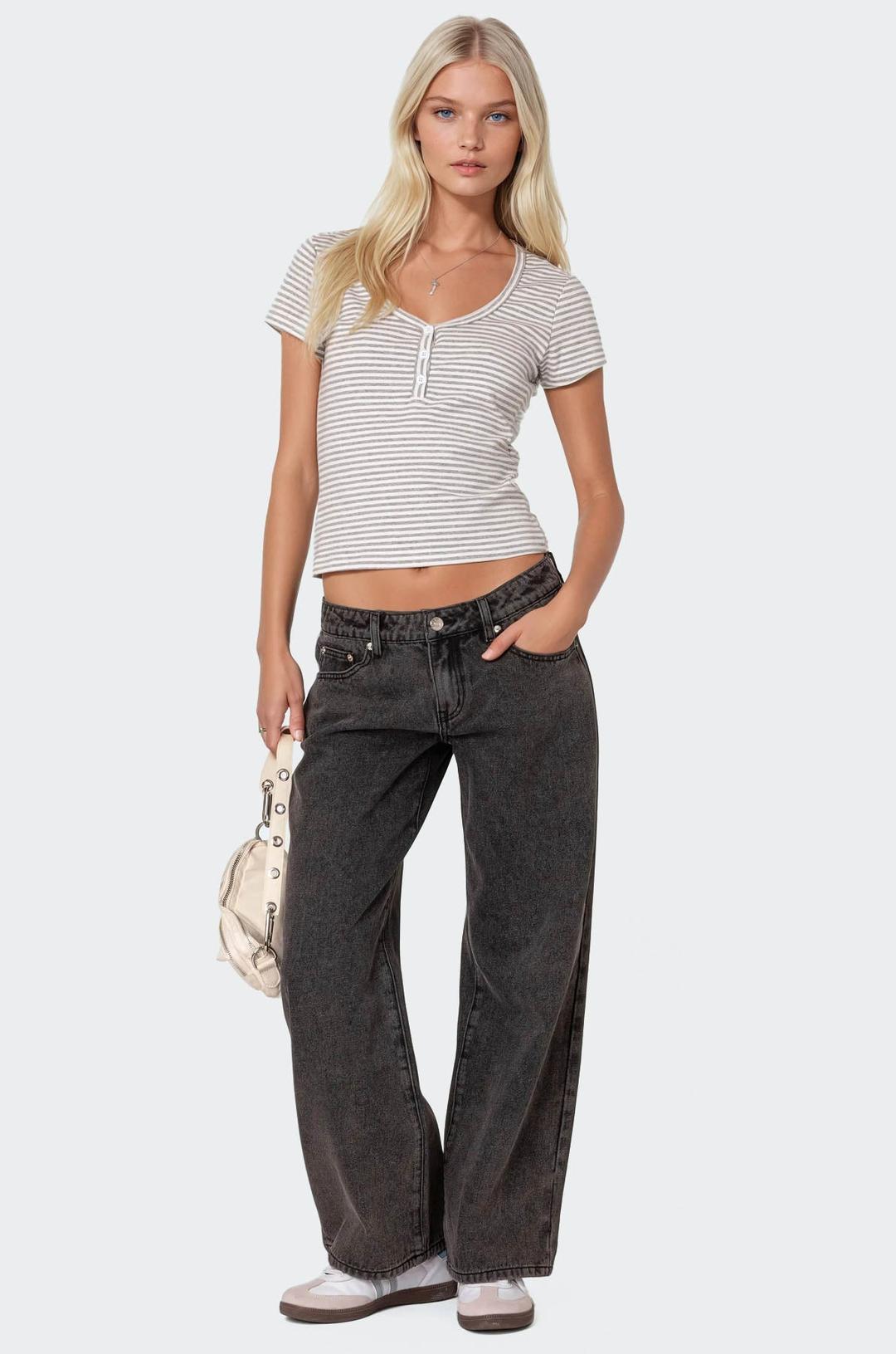 Petite Raelynn Washed Low Rise Jeans - BLACK WASHED / XS