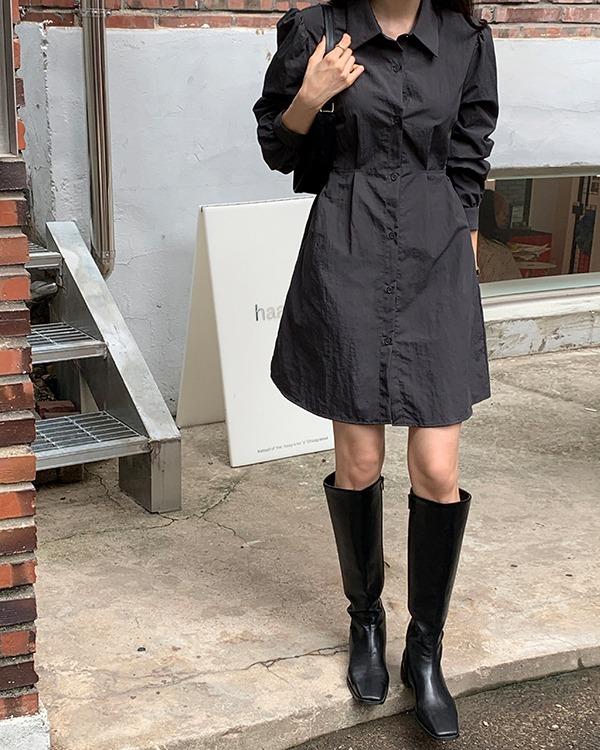 제너 나일론 셔츠 미니 원피스