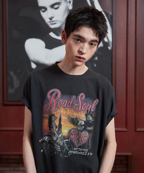 로드 소울 크롭 티셔츠_빈티지 블랙