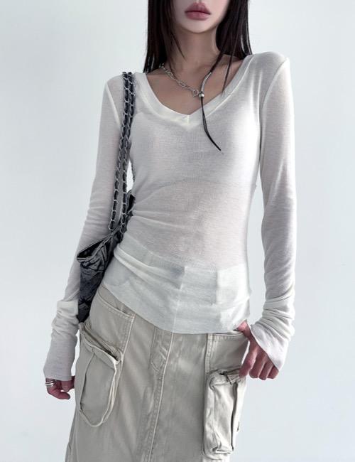 back slit v-neck tee