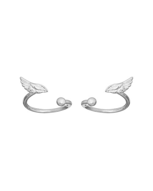 Ball wing ring twin set silver