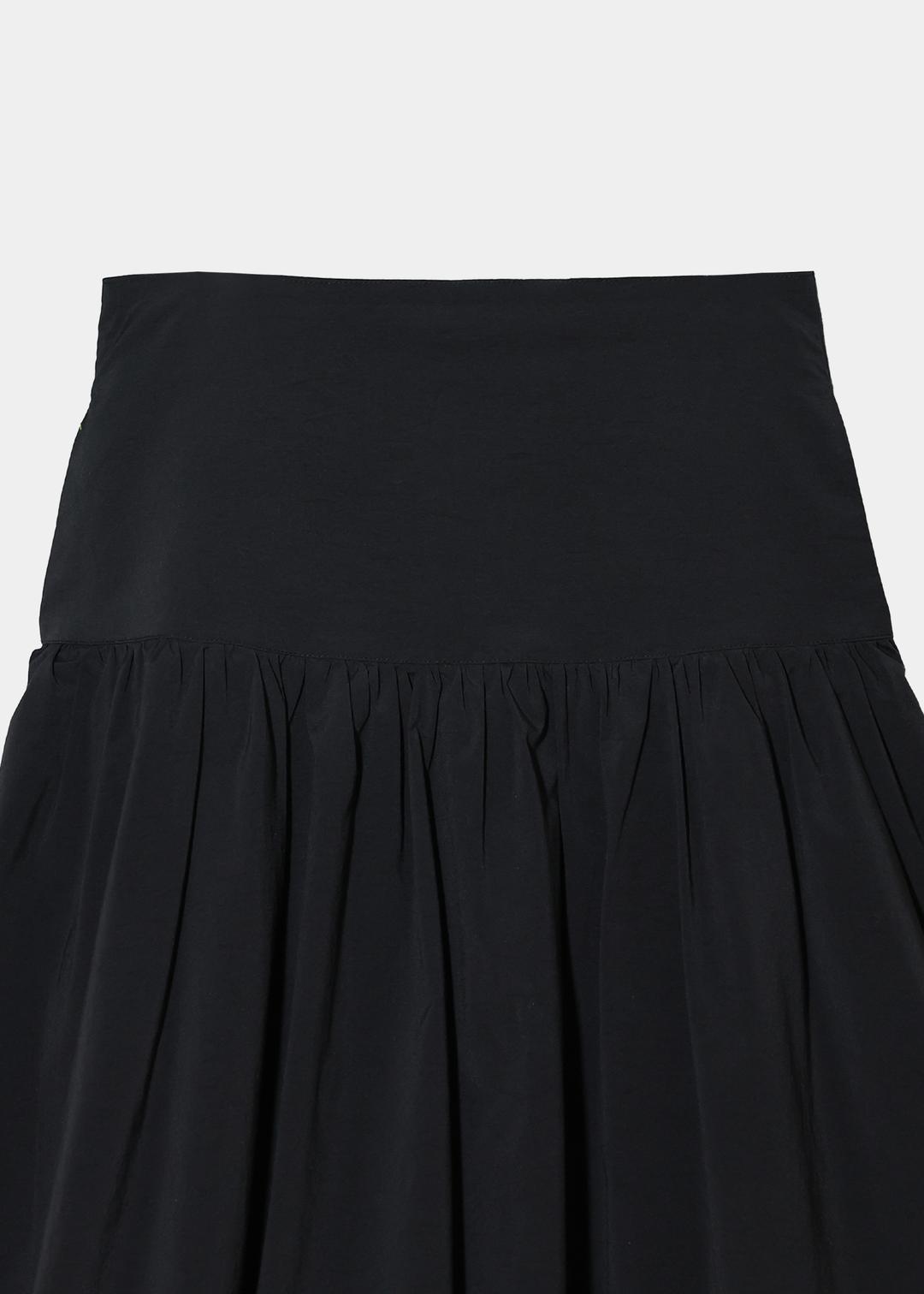 BALLOON SHIRRING SKIRT - BLACK