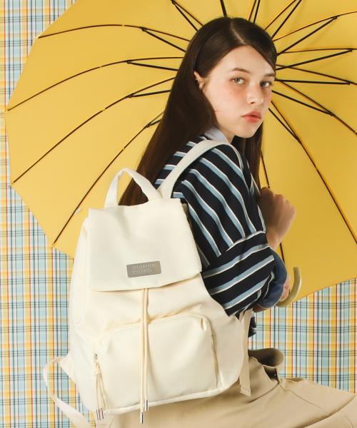 304 Small nylon draw flap backpack_Cream