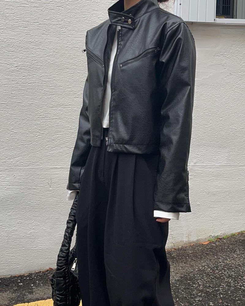 바이커 레더 자켓