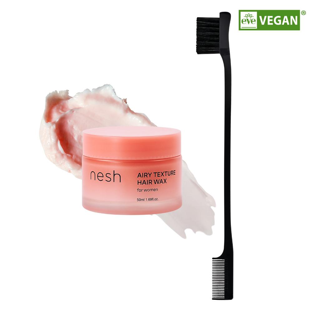 네쉬 에어리 텍스처 헤어 왁스 50ml + 듀얼브러쉬, 소프트 왁스 잔머리 정리 애교머리