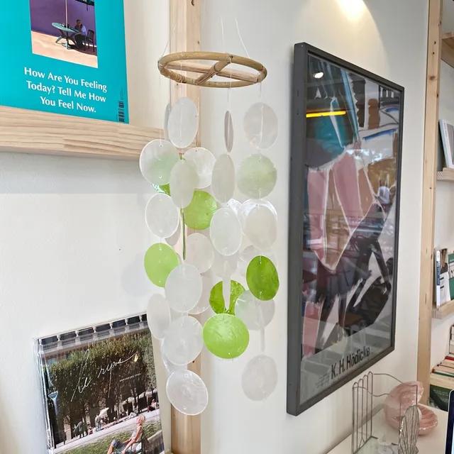 no3 그린 컬러포인트 천연 자개 모빌 아기방 꾸미기 초록 연두색 천장벽걸이 행잉 썬캐쳐