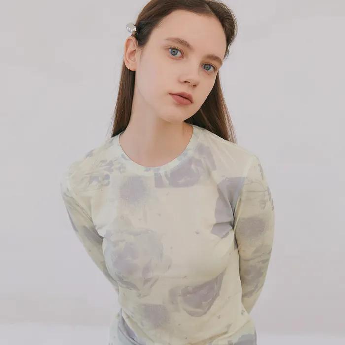 Flower Photo Printed Top - Lemon