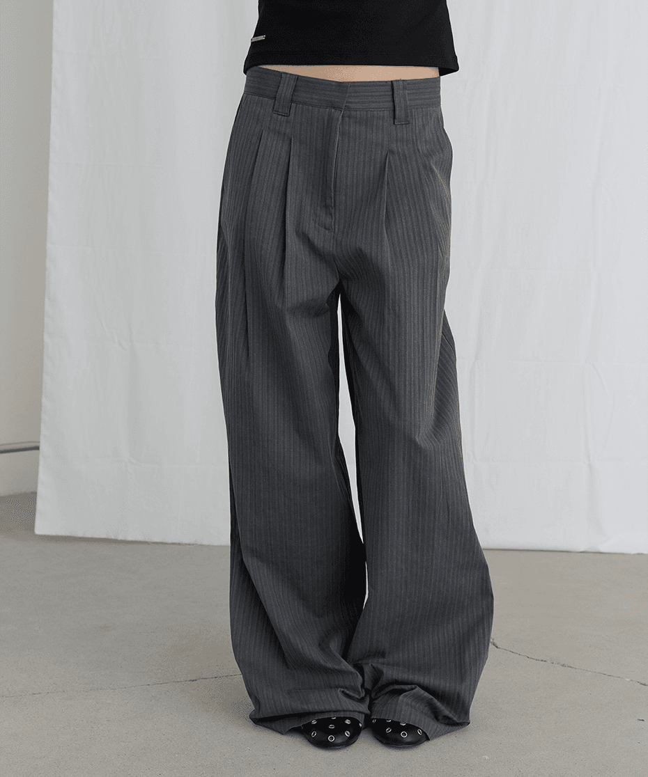 STRIPE OVERSIZED TROUSERS - CHARCOAL