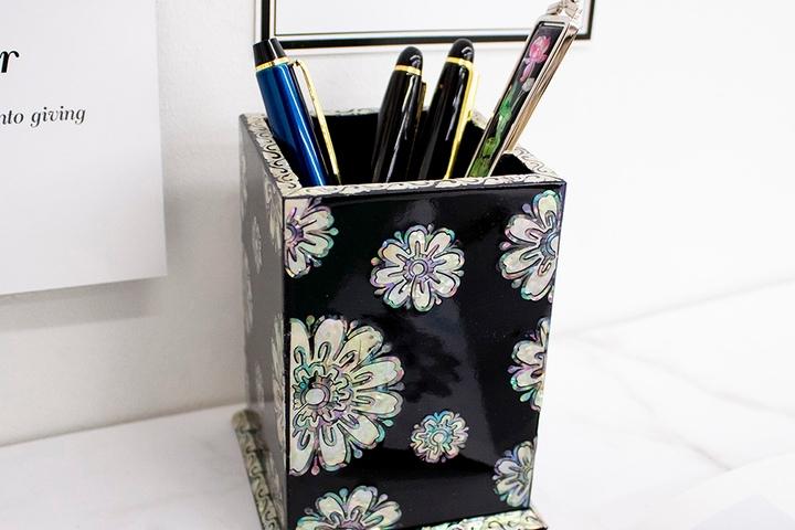 나빌레라 자개 와당사각연필꽂이 다용도정리함 필기구정리