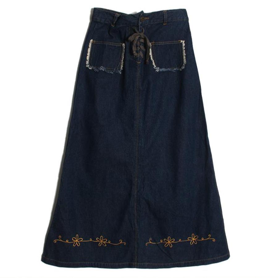 embroidery denim skirt