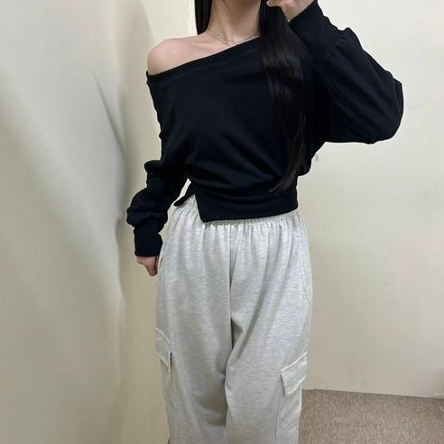 VANANA2 국내제작 코튼 소재 트임 원숄더 크롭 맨투맨 5color - 맨투맨 | 쿠팡