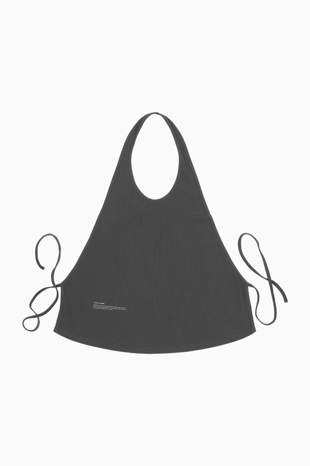LAYERED HALTER SLEEVELESS, CHARCOAL