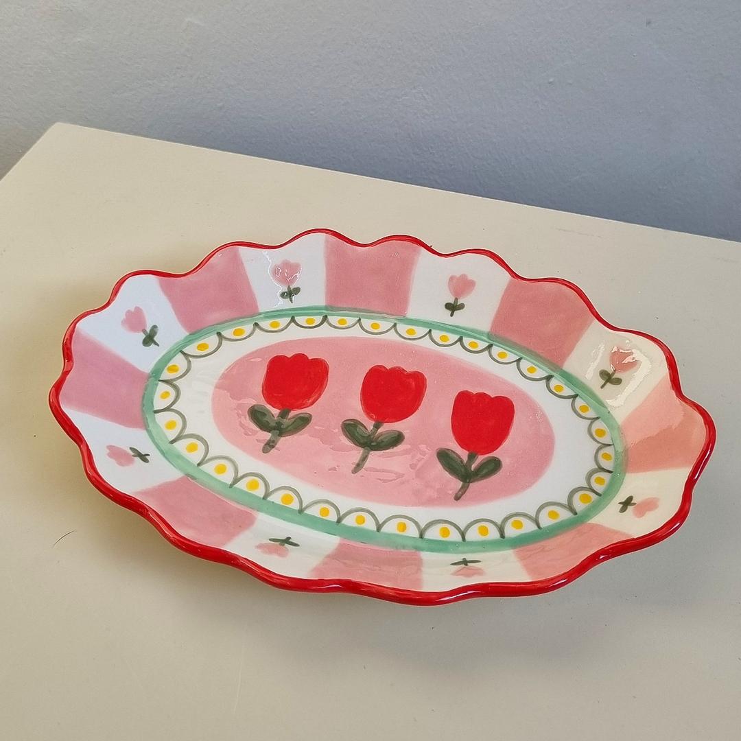 레드튤립 레이스접시