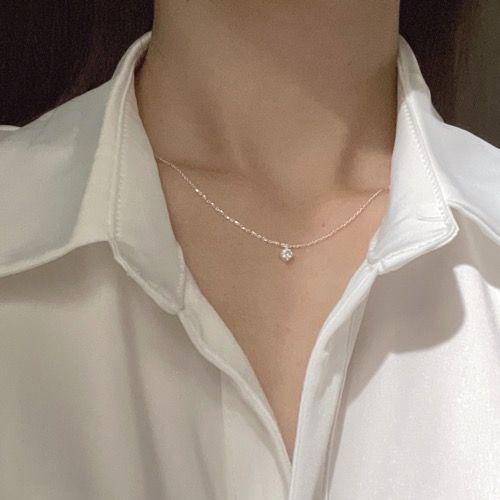 [당일출고/92.5silver] 4mm 큐빅 은목걸이