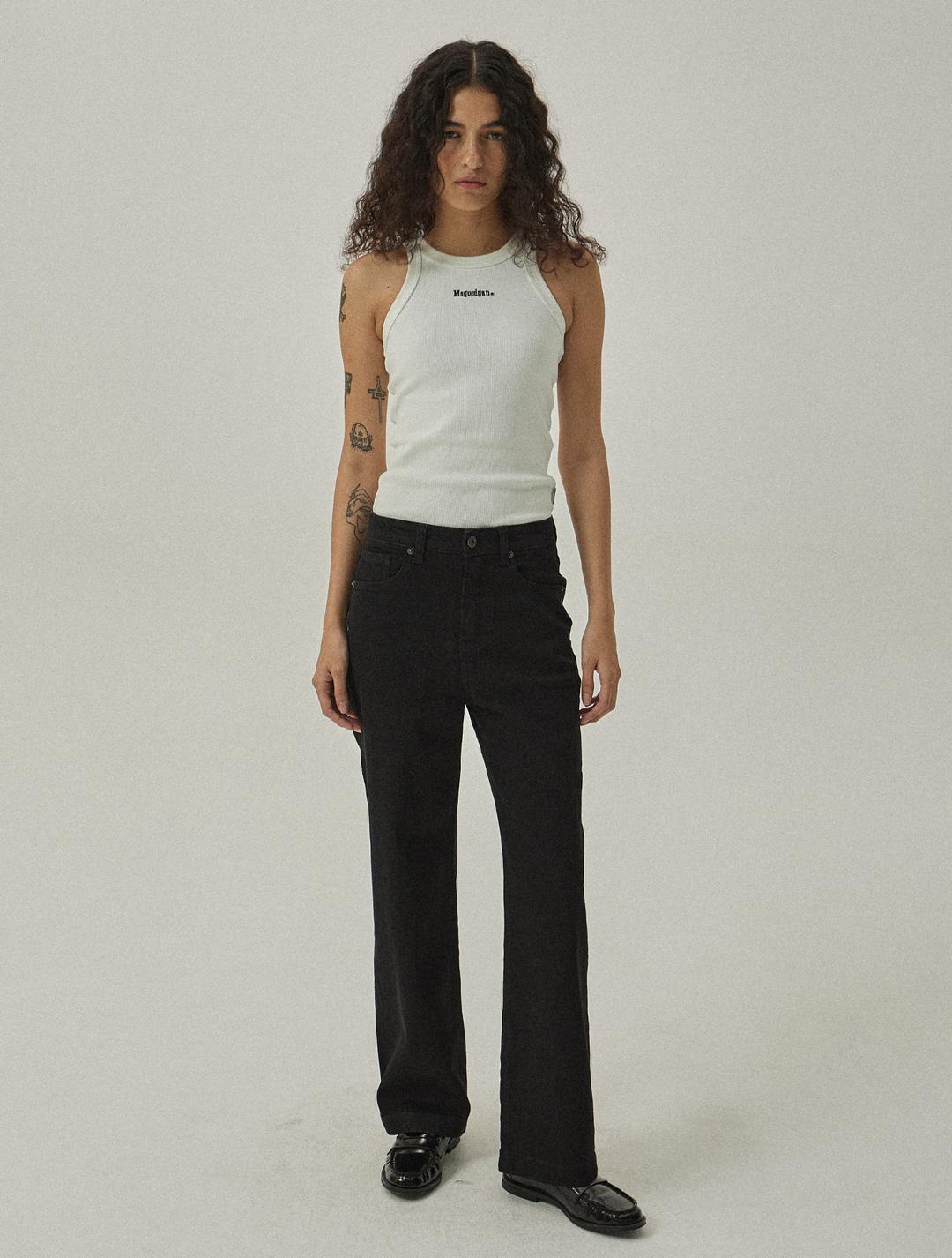 [기모선택옵션] 페이트로 7601  세미와이드핏 모던블랙 데님팬츠