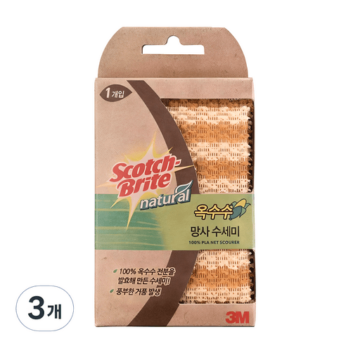 스카치브라이트 옥수수 망사 수세미, 1개, 3세트 - 수세미 | 쿠팡
