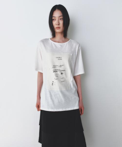 스케치 아플리케 티셔츠 IVORY