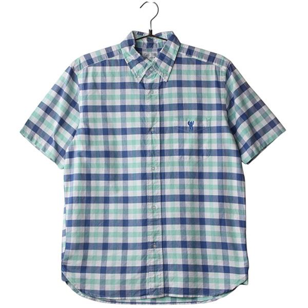 COEN빈티지1/2코튼로고체크셔츠 / Unisex L