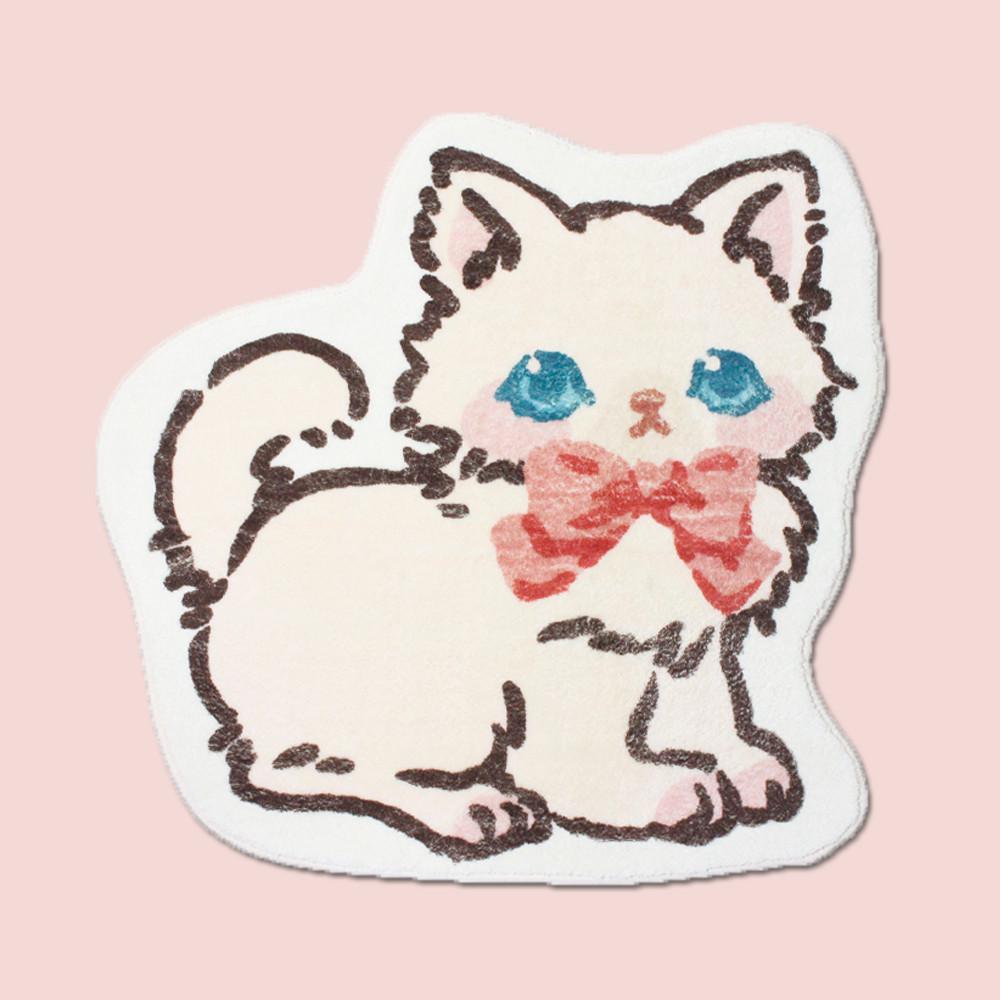 리본 고양이 러그 귀여운 발매트 유니크 키치 하이틴 침실 거실 자취방 인테리어 방꾸미기