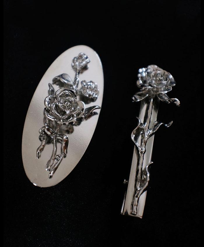*당일출고🖤 rose hairpin [실버 장미 헤어 머리핀]