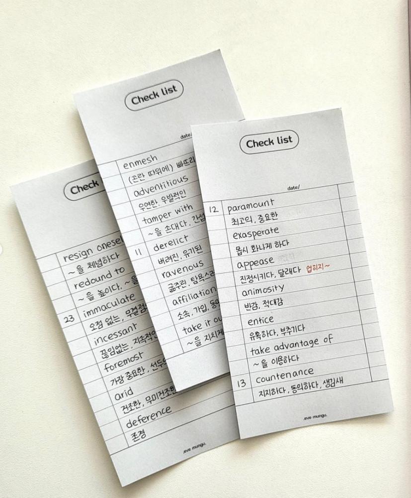 [체크리스트] 이브문구 check list 심플 비접착 메모지 떡메모지 메모 패드 투두